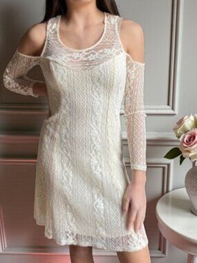Hollister Open-Shoulder Lace Overlay Dress